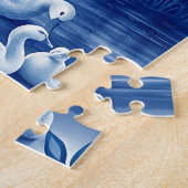 Blauwe Wilgen Zwanen Meer Scene Legpuzzel (Zijkant)