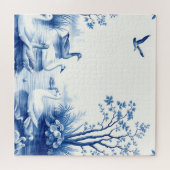 Blauwe Wilgen Zwanen Meer Scene Legpuzzel (Horizontaal)