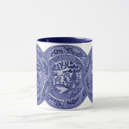 Blauwe Willow China Borden op wit Mok (Midden)