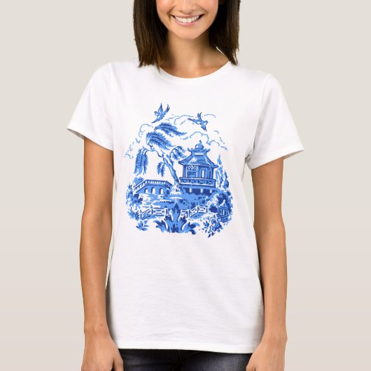 Blauwe Willow China Design t-shirt (Voorkant)