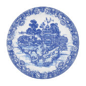 Blauwe Willow Fox Whimsical Bloemen Scène Vogels Snijplank (Voorkant)