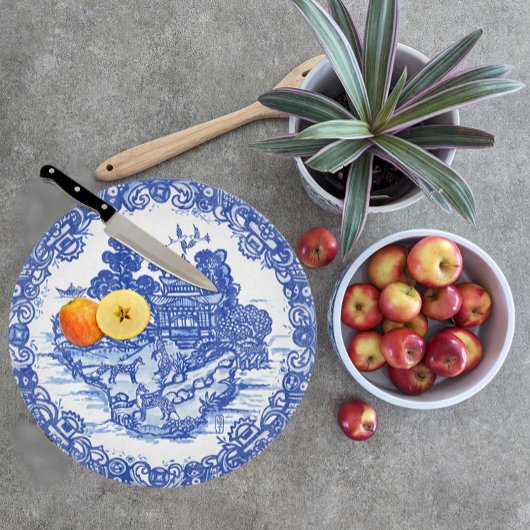 Blauwe Willow Fox Whimsical Bloemen Scène Vogels Snijplank