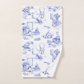 Blauwe Willow Kitty Kat Badkamer Toile Bad Handdoek (Handdoek)