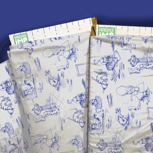 Blauwe Willow Kitty Kat Badkamer Toile Stof