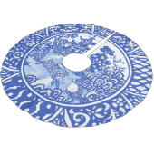 Blauwe Willow Oosterse Konijn Whimsical Blauw & Wi Kerstboom Rok (Gekanteld)