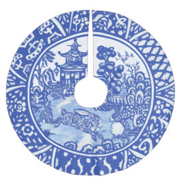 Blauwe Willow Oosterse Konijn Whimsical Blauw & Wi Kerstboom Rok