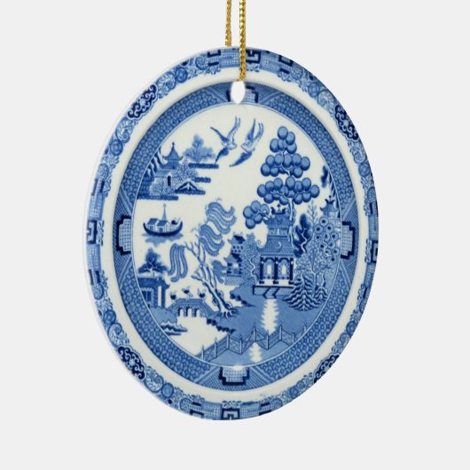 Blauwe Willow Round Ornament 2 Afbeeldingen (Rechts)