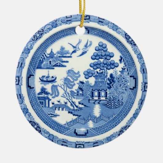 Blauwe Willow Round Ornament 2 Afbeeldingen (Voorkant)