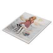 Blauwe wind Jessie Wilcox Smith Girl Dog Tegeltje (Zijkant)