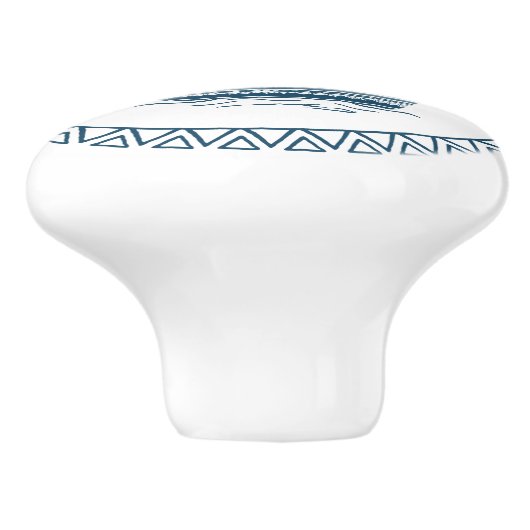 Blauwe wind zeilen nautische boot keramische knop (Zijkant)