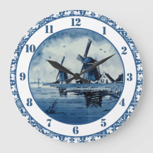 Blauwe windmolen grote klok