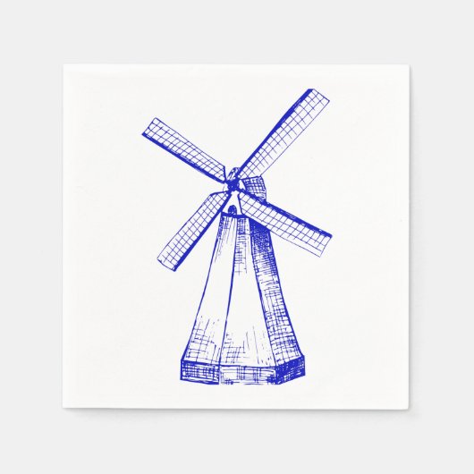 Blauwe windmolen servet (Voorkant)