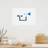 Blauwe windsnelheid en weerbaarder poster (Keuken)