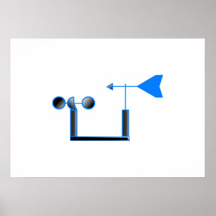 Blauwe windsnelheid en weerbaarder poster