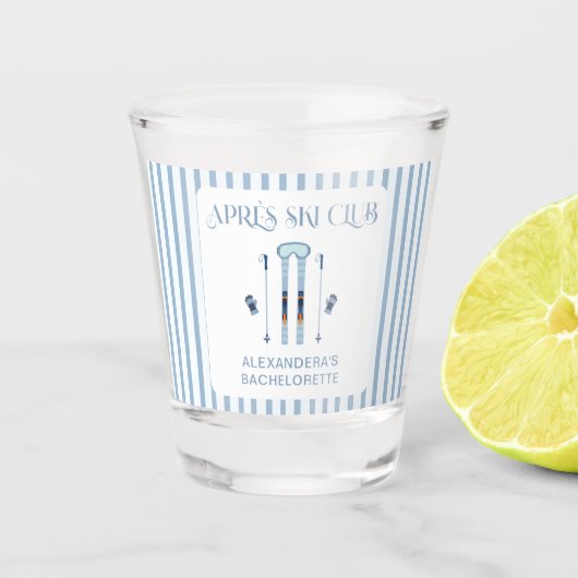 Blauwe Winter Après-ski Afscheidsfeestje voor de B Shot Glas (Voorkant)