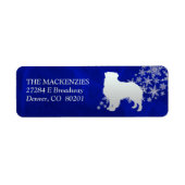 Blauwe Winter Australische Herder Retouradres Etiket (Voorkant)