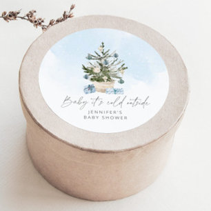 Blauwe winter Baby het is koud buiten baby shower Ronde Sticker