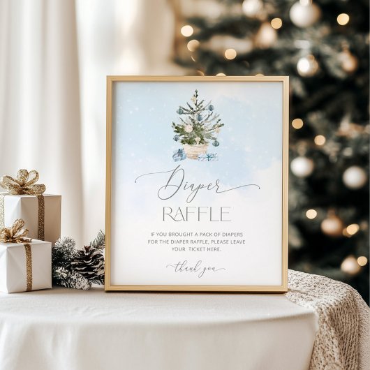 Blauwe winter Baby het is koud buiten luier loteri Poster