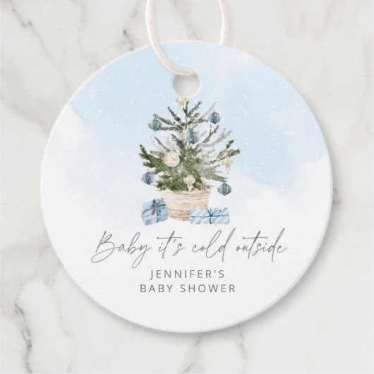 Blauwe winter Baby is koud buiten baby shower Bedankjes Labels (Voorkant)