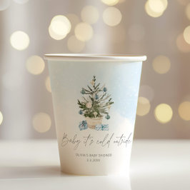 Blauwe winter baby is koud buiten baby shower papieren bekers