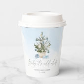 Blauwe winter baby is koud buiten baby shower papieren bekers (Achterkant)