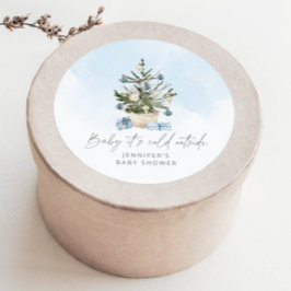 Blauwe winter Baby is koud buiten baby shower Ronde Sticker