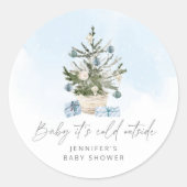 Blauwe winter Baby is koud buiten baby shower Ronde Sticker (Voorkant)