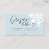 Blauwe Winter Baby Shower Luiers Raffel Ticket Informatiekaartje (Voorkant)