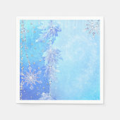Blauwe Winter Bladeren & Sneeuwvlokken Elegant Par Servet (Voorkant)