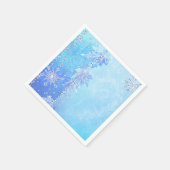 Blauwe Winter Bladeren & Sneeuwvlokken Elegant Par Servet (Hoek)