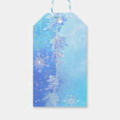 Blauwe Winter Bladeren & Sneeuwvlokken Elegante gu Cadeaulabel (Achterkant)