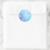 Blauwe Winter Bladeren & Sneeuwvlokken Elegante gu Ronde Sticker (Tas)