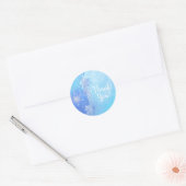Blauwe Winter Bladeren & Sneeuwvlokken Elegante gu Ronde Sticker (Envelop)