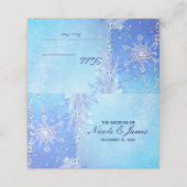 Blauwe Winter Bladeren & Sneeuwvlokken Tafel Zitje Plaatskaartje (Buitenkant ongevouwen)