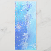 Blauwe Winter Bladeren & Snowflakes Trouwmenu Menu (Achterkant)