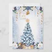 Blauwe Winter Bloemen Sneeuw Prinses Vakantie Quin Kaart (Achterkant)