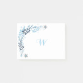 Blauwe Winter Bloemige Monogram Post-it® Notes (Voorkant)
