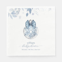 Blauwe Winter Boog Sneeuwvlok Ornament Baby Shower