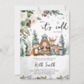 Blauwe Winter Bos Baby Shower Kaart (Voorkant)