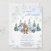 Blauwe Winter Bos Baby Shower Kaart (Voorkant)