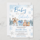 Blauwe Winter Bos Baby Shower Kaart (Voorkant)