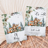 Blauwe Winter Bos Baby Shower Kaart