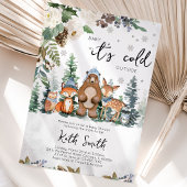 Blauwe Winter Bos Baby Shower Kaart