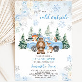 Blauwe Winter Bos Baby Shower Kaart