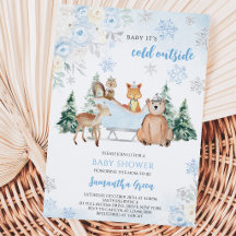 Blauwe Winter Bos Baby Shower