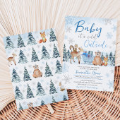 Blauwe Winter Bos Baby Shower Kaart