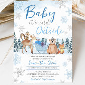 Blauwe Winter Bos Baby Shower Kaart