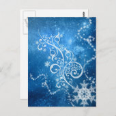 Blauwe winter briefkaart (Voorkant / Achterkant)