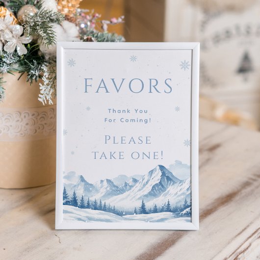 Blauwe Winter Bruiloft Feest Favor Poster