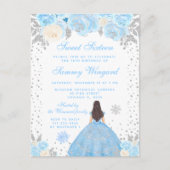 Blauwe Winter Bruine Haren Prinses Sweet Sixteen Briefkaart (Voorkant)